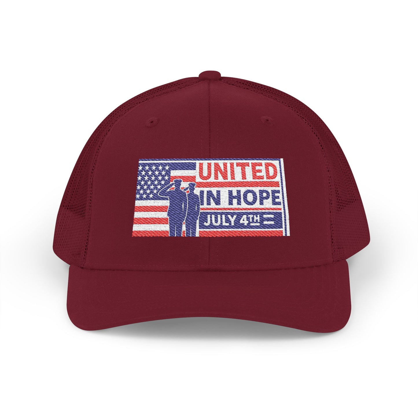 United in Hope – July 4th Patriotic Trucker Hat by NovaDesigns