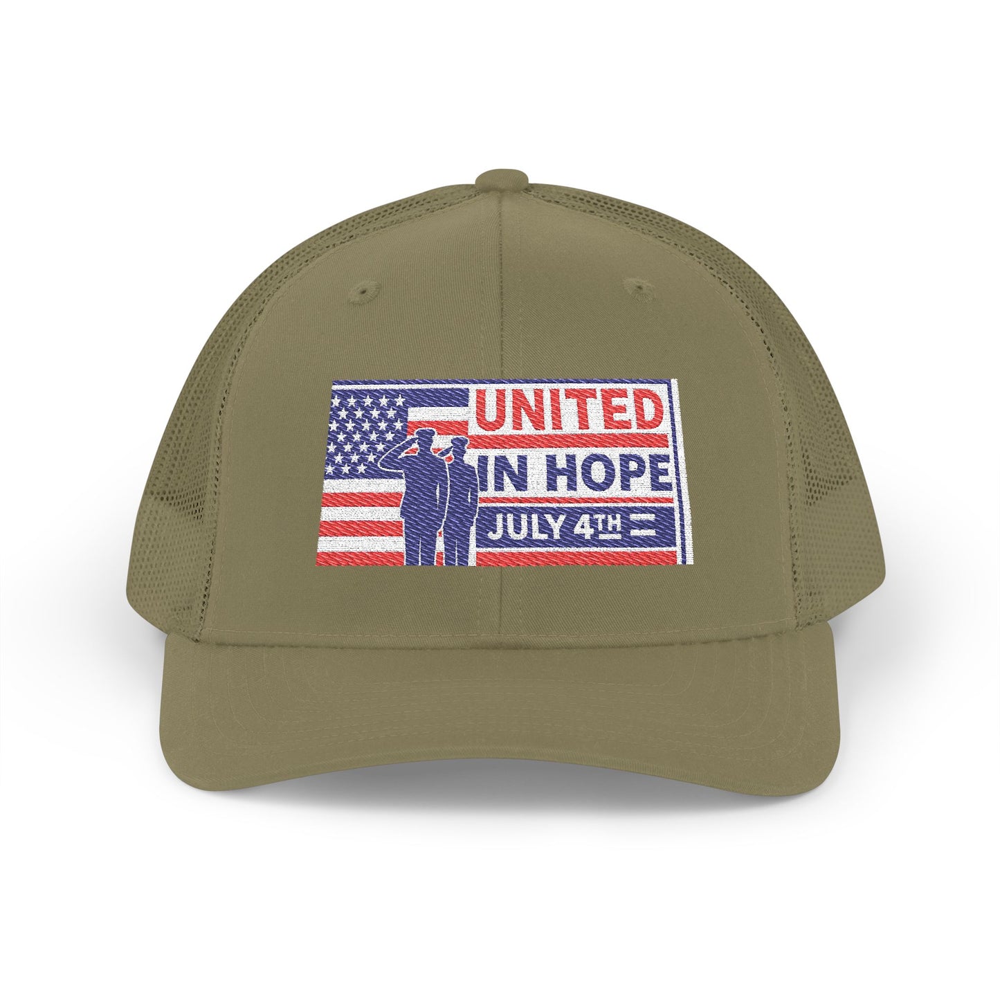 United in Hope – July 4th Patriotic Trucker Hat by NovaDesigns