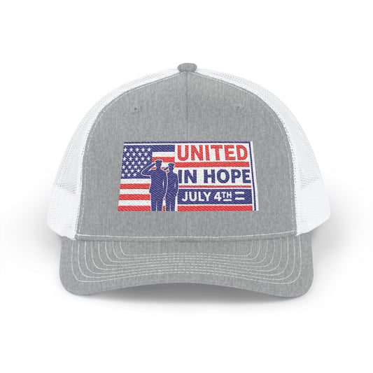 United in Hope – July 4th Patriotic Trucker Hat by NovaDesigns
