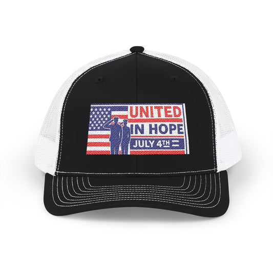 United in Hope – July 4th Patriotic Trucker Hat by NovaDesigns
