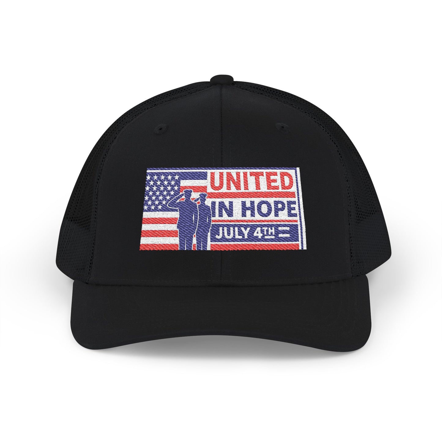 United in Hope – July 4th Patriotic Trucker Hat by NovaDesigns